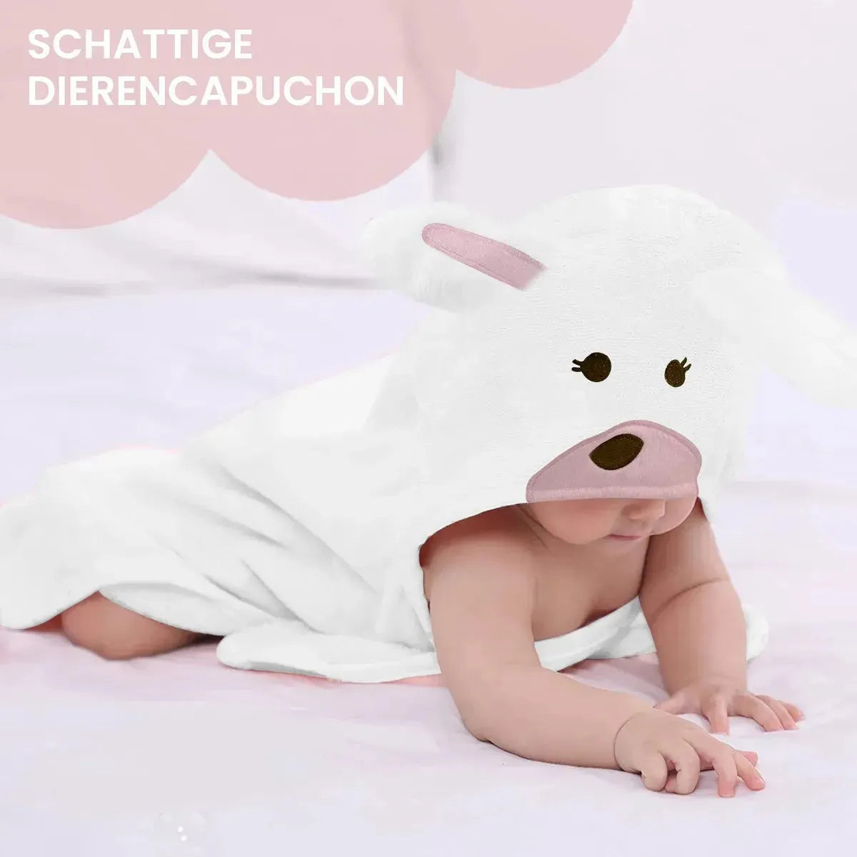 Rabbit Pink Multifunktionell Baby Fleece Filt med huva - Omslagsfilt - Filt 75x100 cm