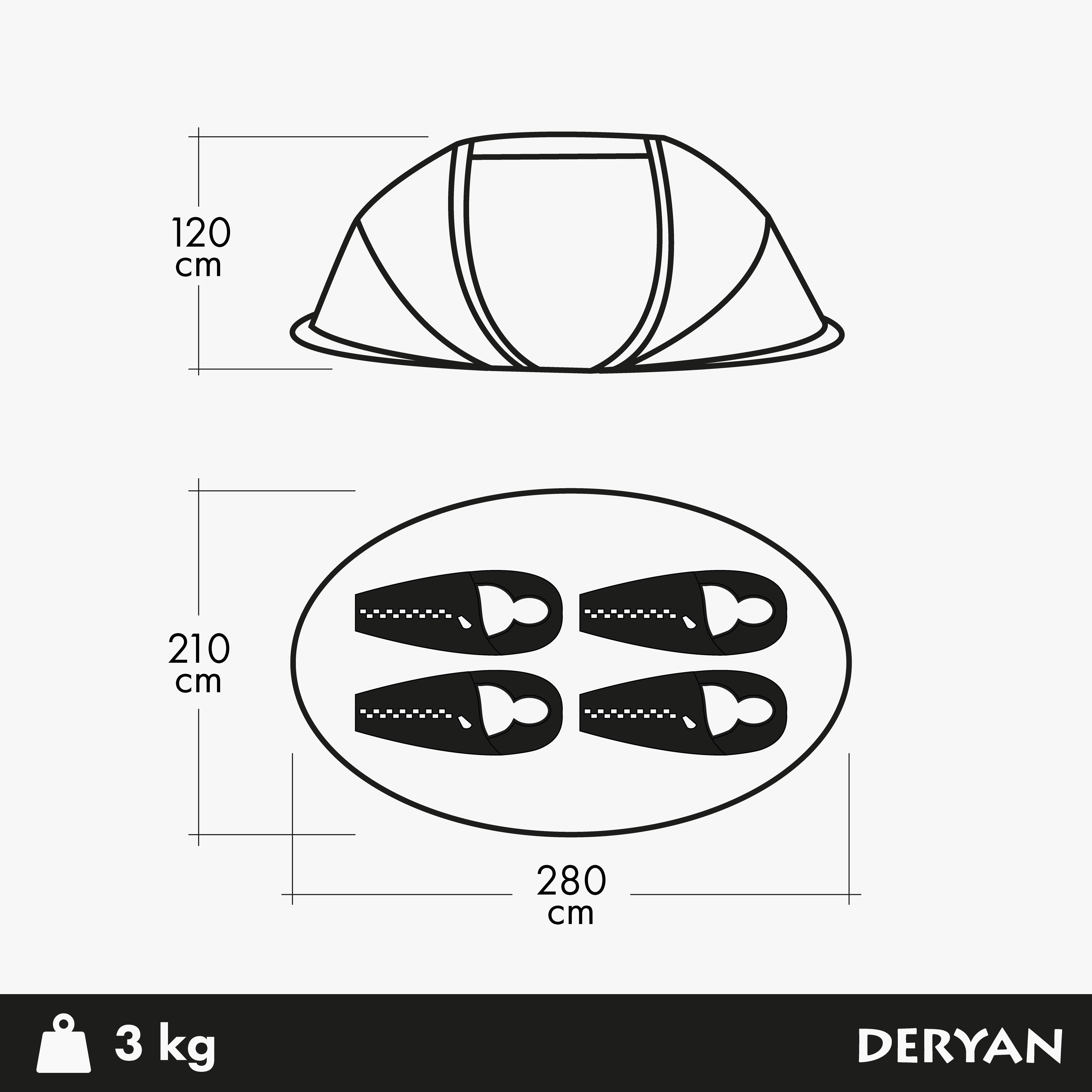 Pop Up-tält - 2000MM vattenpelare - kräm