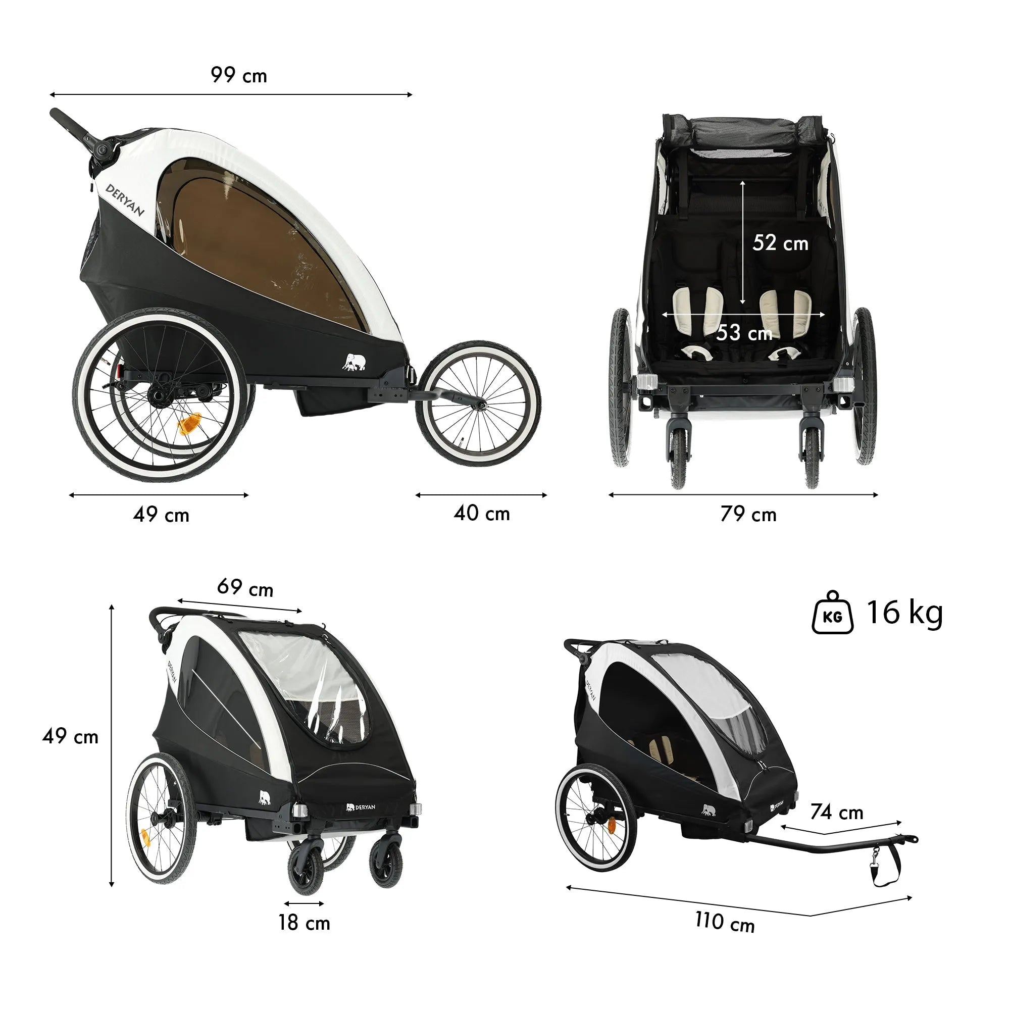 Cykelkärra - Barnvagn - Springvagn